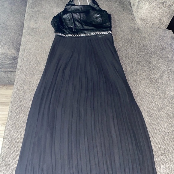 Halter maxi dress with leather top and chains with see through bottom and lining - Picture 4 of 10